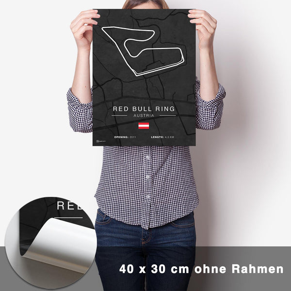 Lade das Bild in den Galerie-Viewer, Red Bull Ring Spielberg Rennstrecken Poster - Dunkel - CARTISTRY
