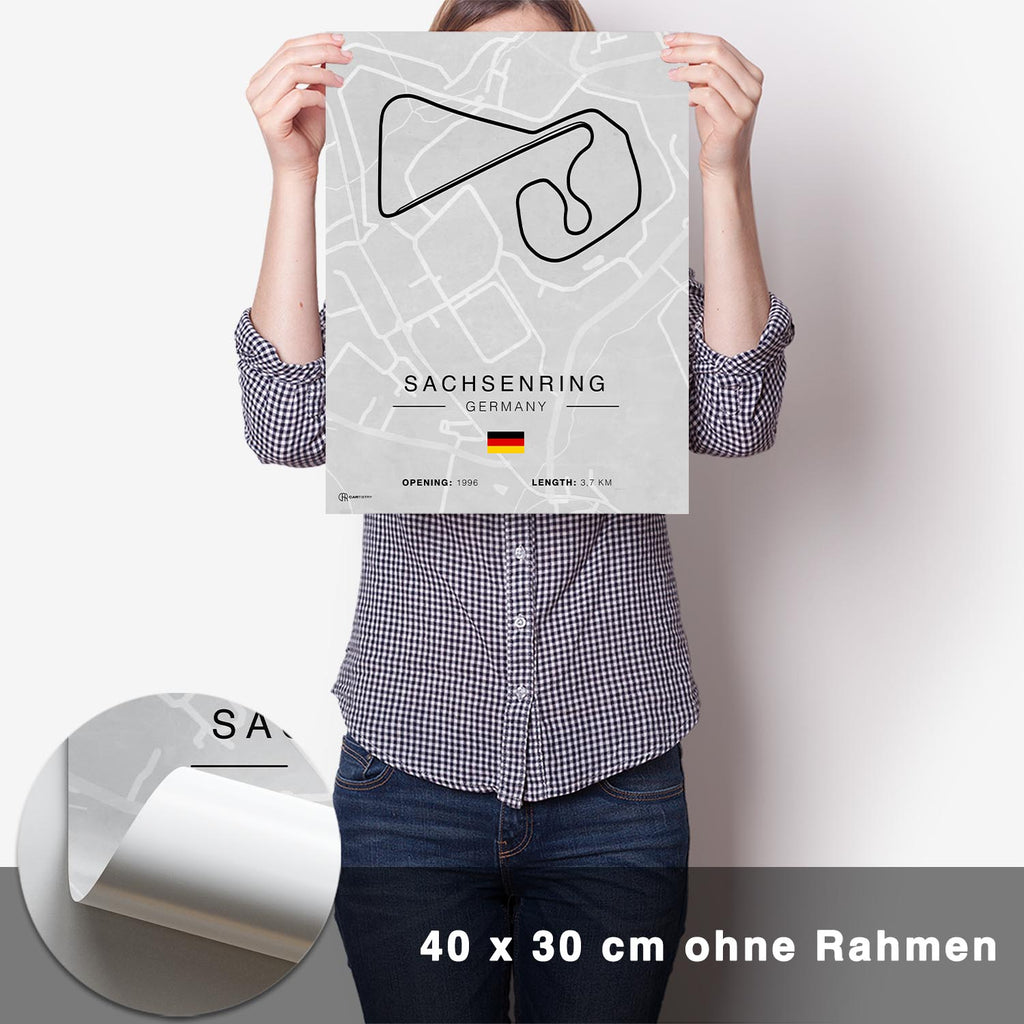 Sachsenring Rennstrecken Poster - Hell - CARTISTRY