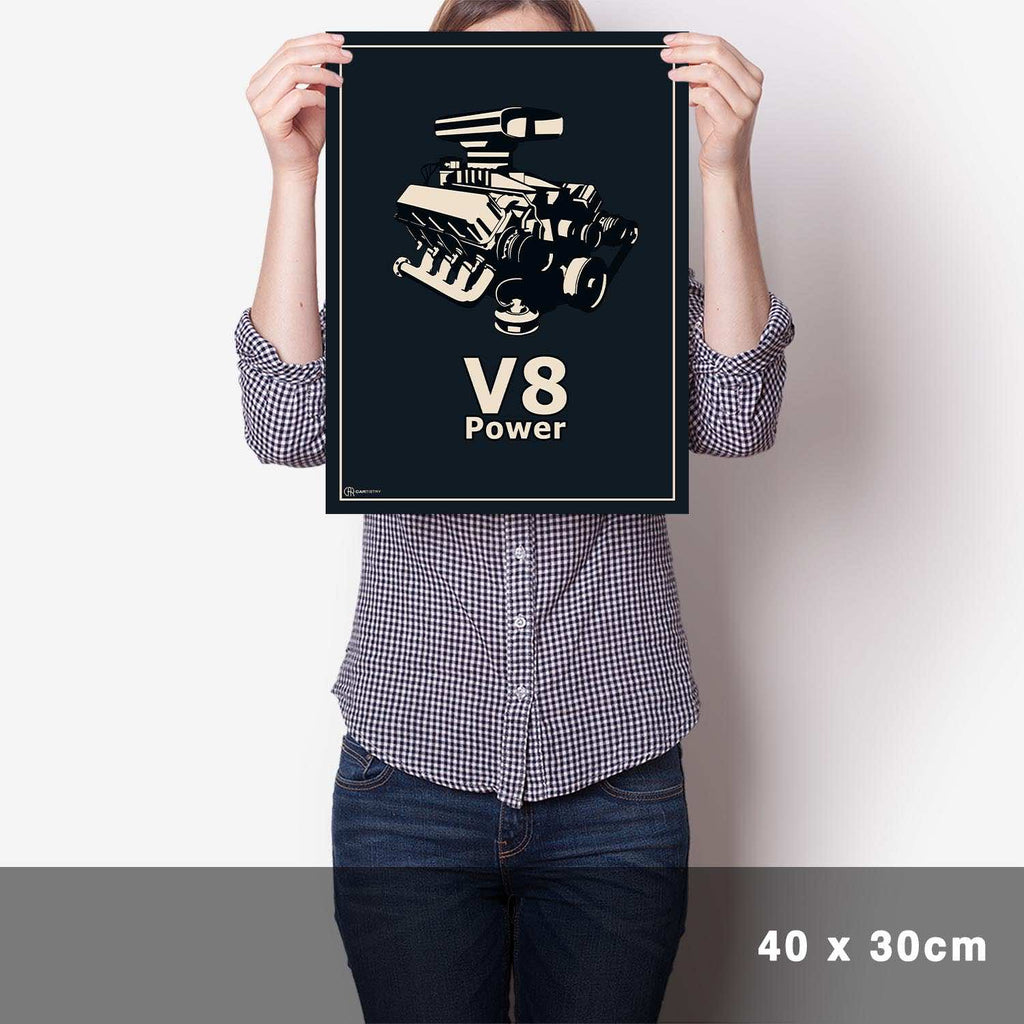 V8 Motor Poster - Blau - Cartistry