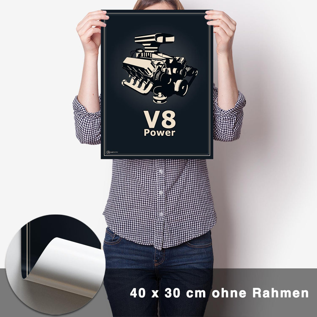 V8 Motor Poster - Blau - CARTISTRY