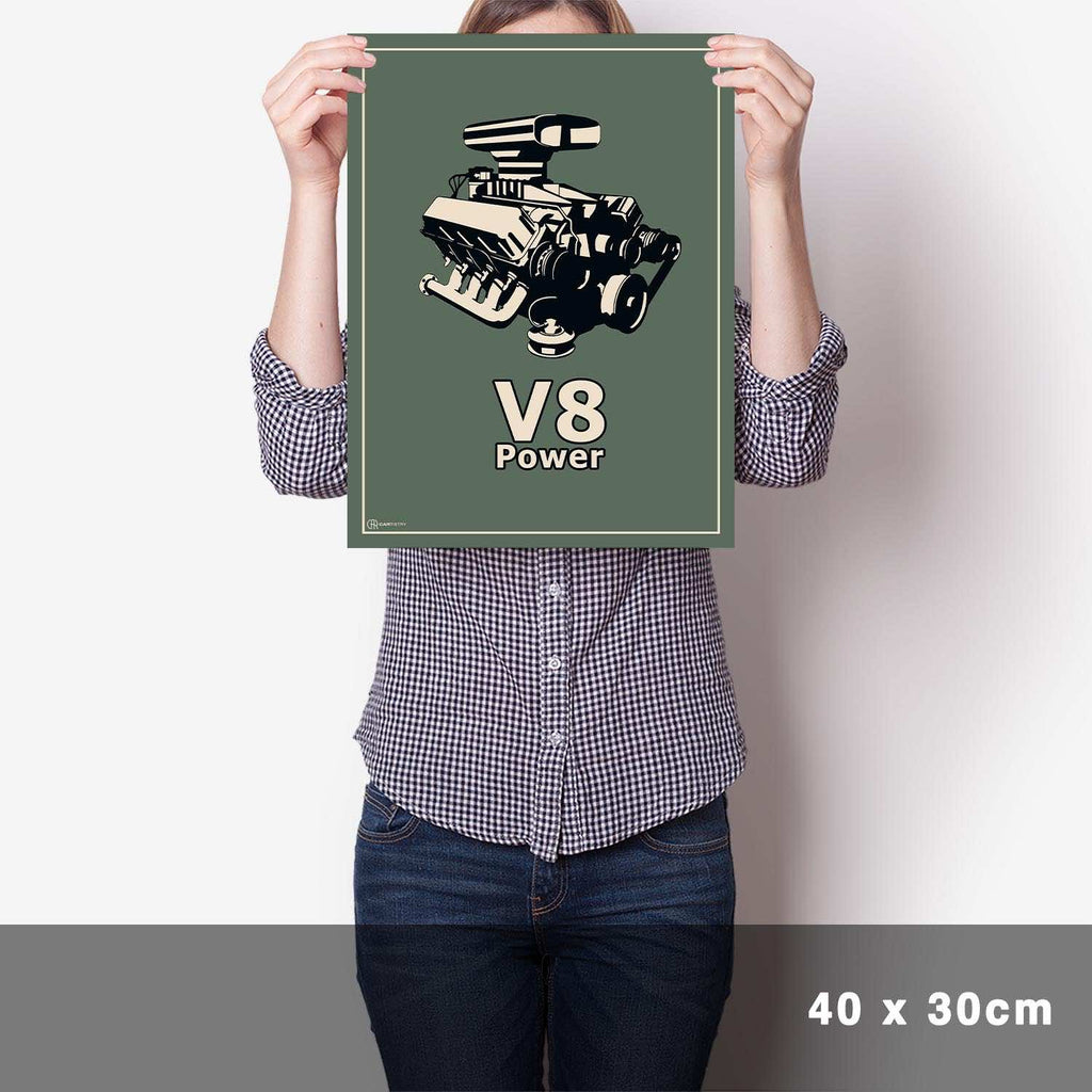 V8 Motor Poster - Grün - Cartistry