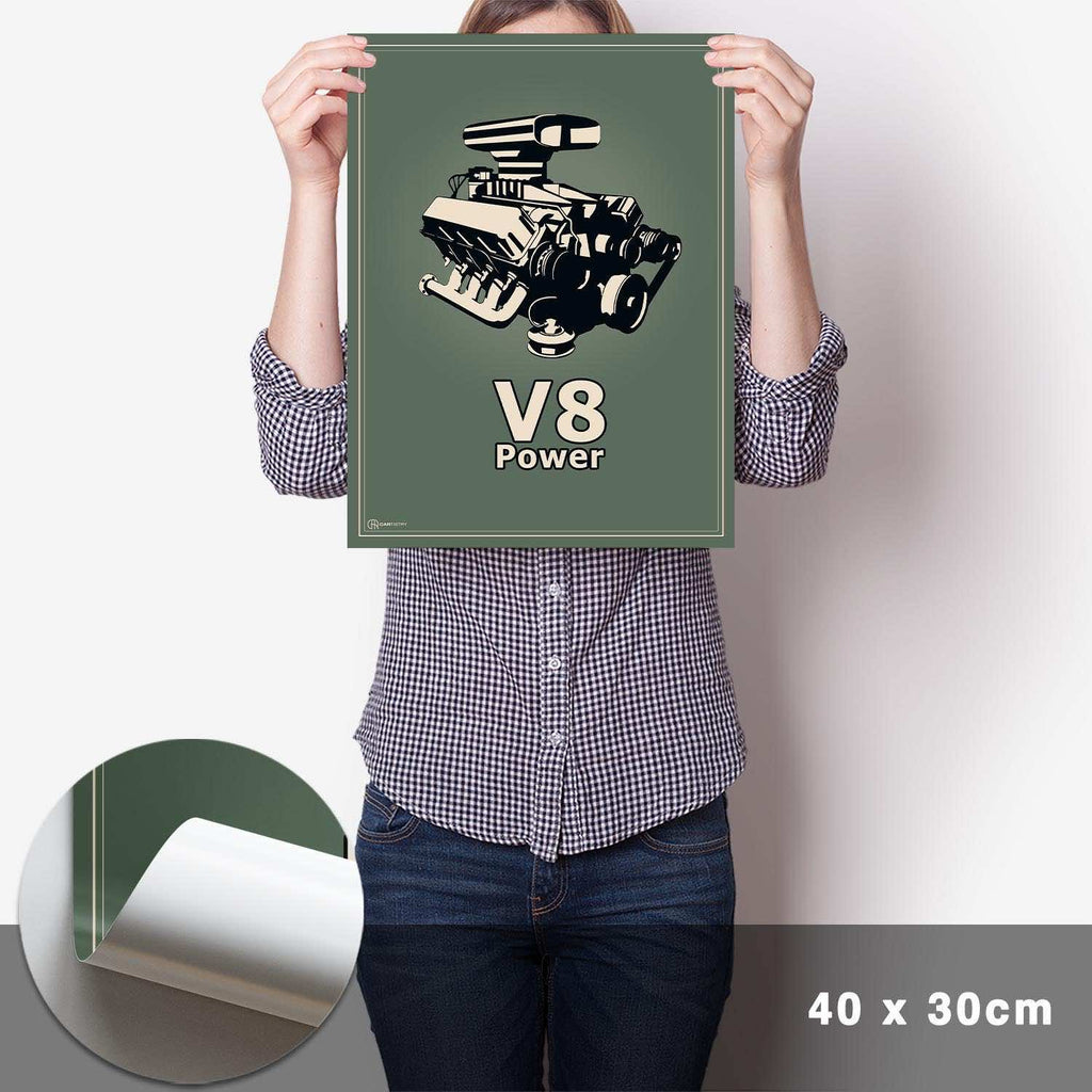 V8 Motor Poster - Grün - Cartistry