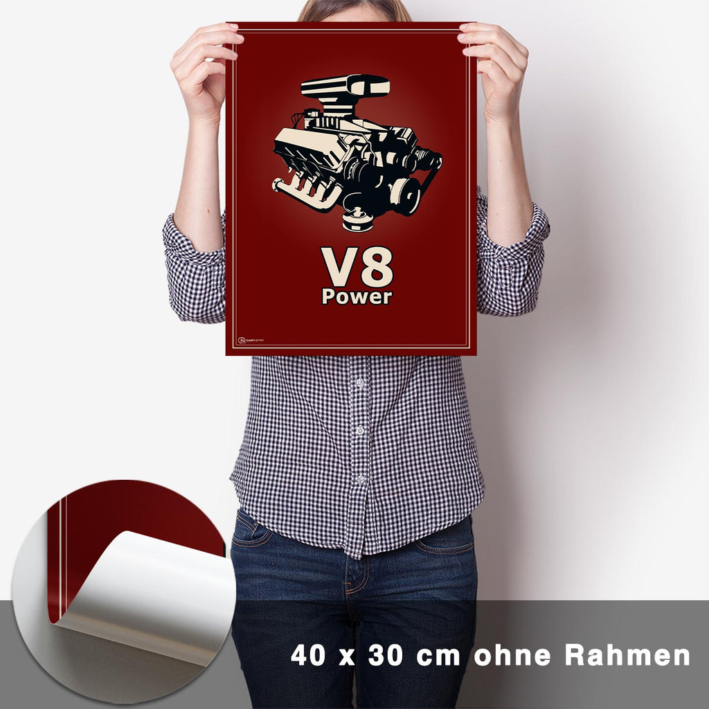 V8 Motor Poster - Rot - CARTISTRY