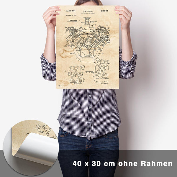 Lade das Bild in den Galerie-Viewer, Patent Poster V8 Motor - CARTISTRY
