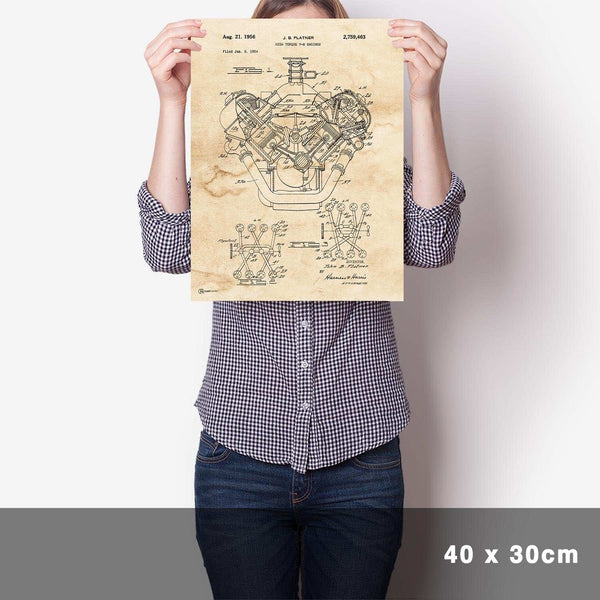 Lade das Bild in den Galerie-Viewer, Patent Poster V8 Motor - Cartistry
