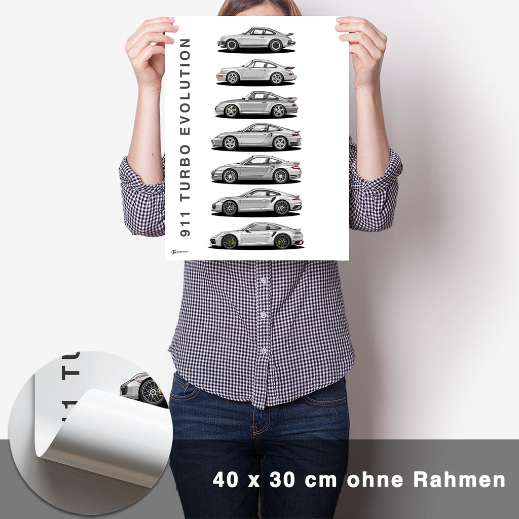 911 Turbo Generationen Poster Hell - CARTISTRY