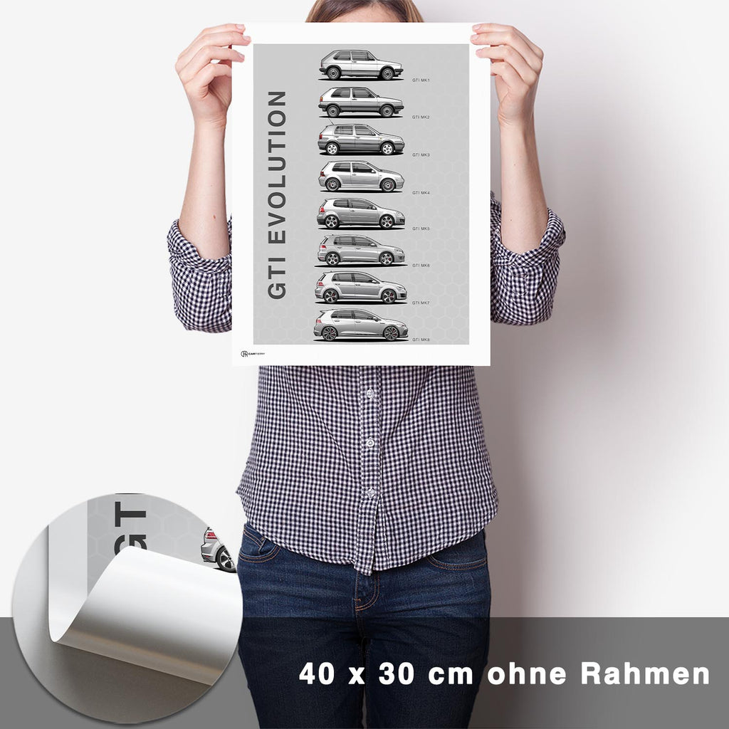 Golf GTI Generationen Poster - CARTISTRY