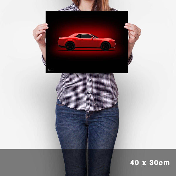 Lade das Bild in den Galerie-Viewer, Challenger SRT Demon Poster Seite Dunkel - Cartistry
