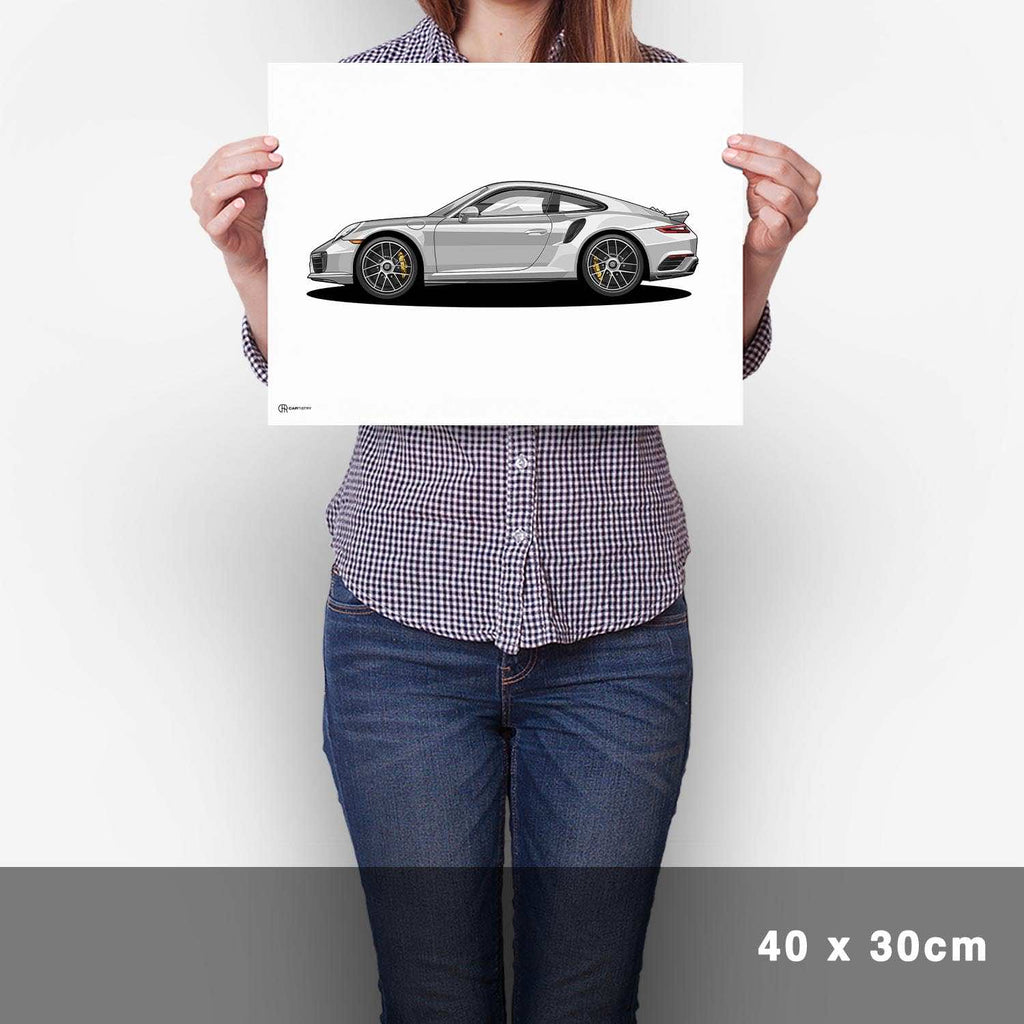 911 Turbo (991) Artwork Poster Dunkel - Cartistry