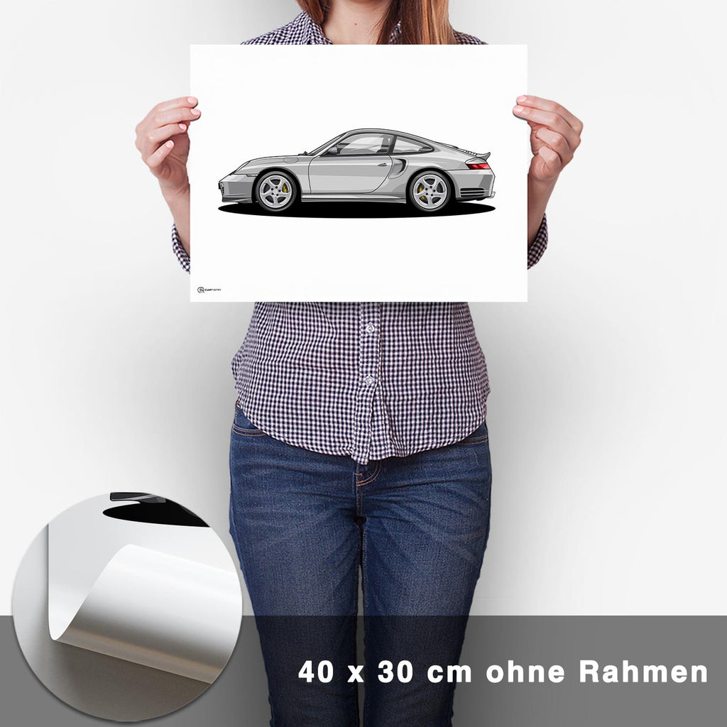 911 Turbo (996) Artwork Poster Hell - CARTISTRY