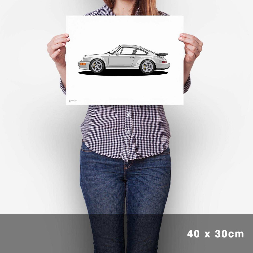 911 Turbo (964) Artwork Poster Hell - Cartistry