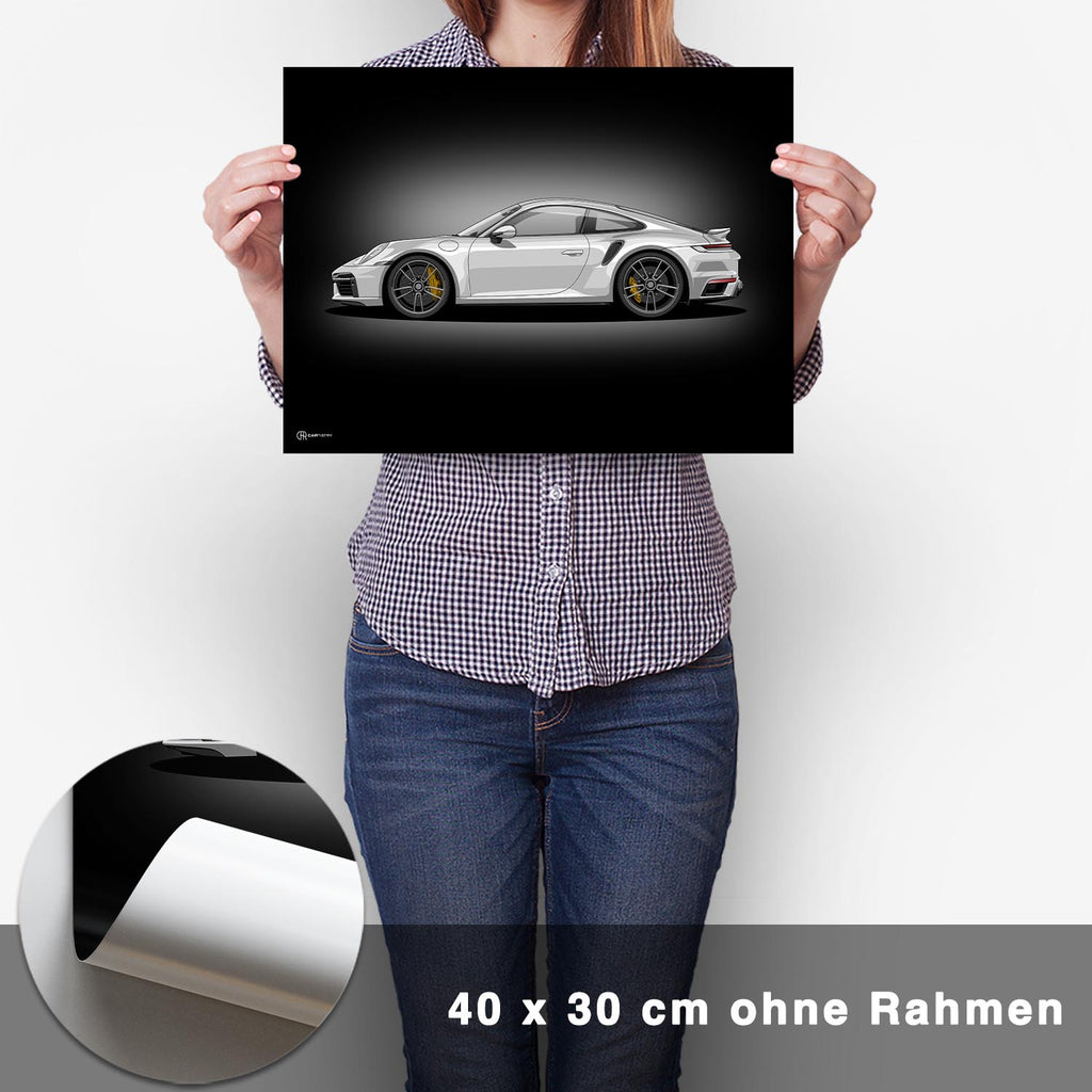 911 Turbo (992) Artwork Poster Dunkel - CARTISTRY