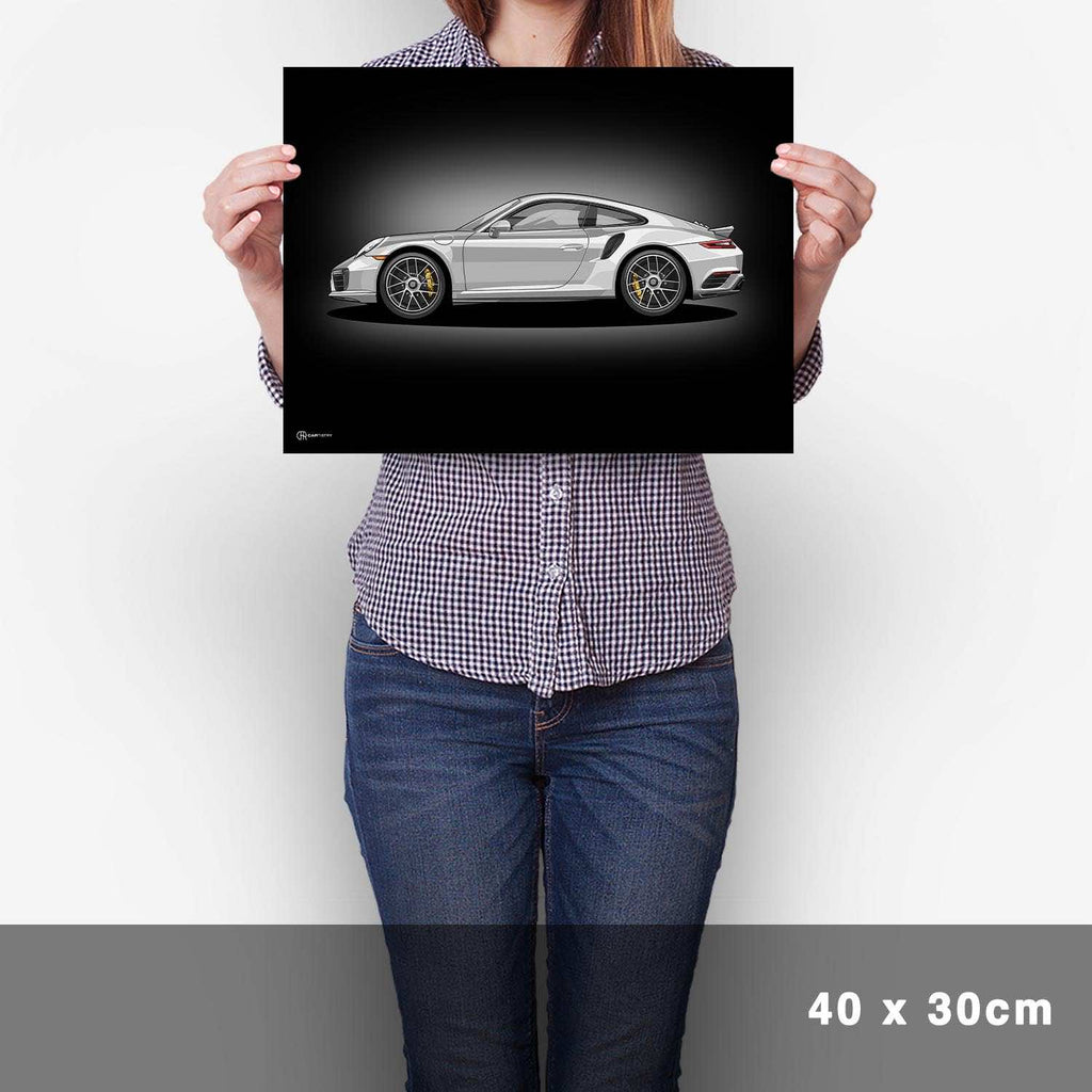 911 Turbo (991) Artwork Poster Dunkel - Cartistry