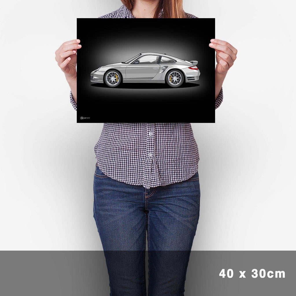 911 Turbo (997) Artwork Poster Dunkel - Cartistry