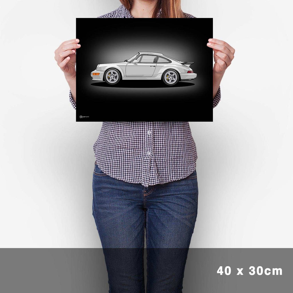 911 Turbo (964) Artwork Poster Dunkel - Cartistry