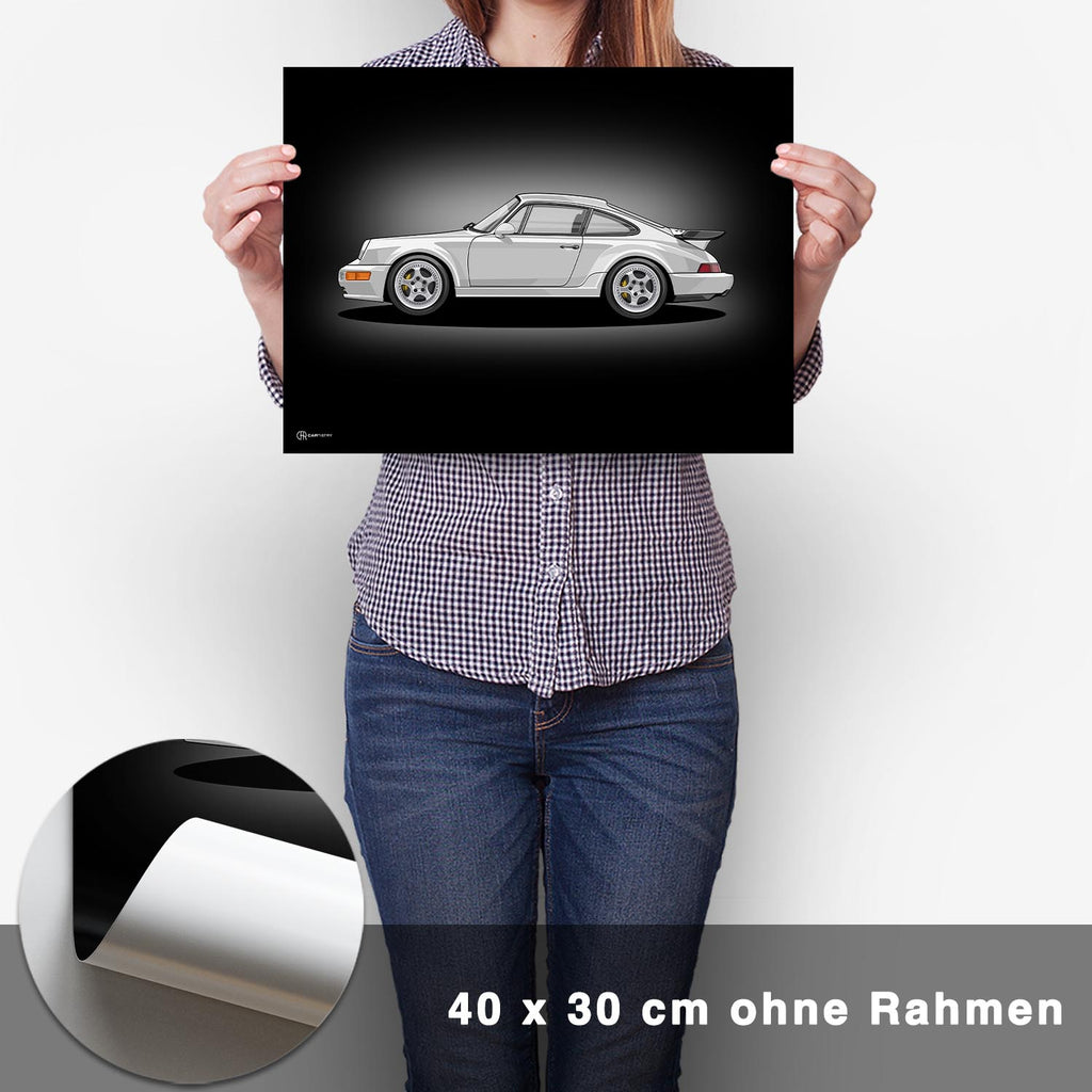 911 Turbo (964) Artwork Poster Dunkel - CARTISTRY