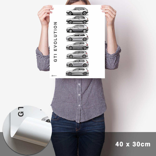 Lade das Bild in den Galerie-Viewer, Golf GTI Generationen Poster Hell - Cartistry
