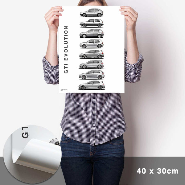 Lade das Bild in den Galerie-Viewer, Golf GTI Generationen Poster Hell - Cartistry
