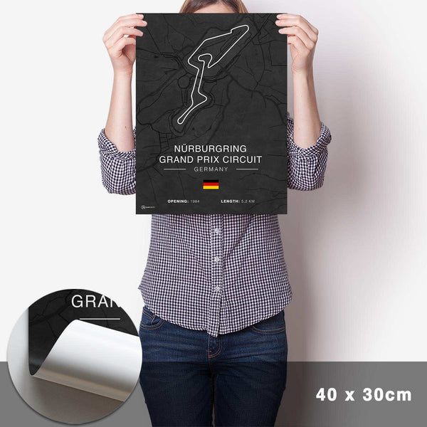 Lade das Bild in den Galerie-Viewer, Nürburgring GP Circuit Rennstrecken Poster - Dunkel - Cartistry

