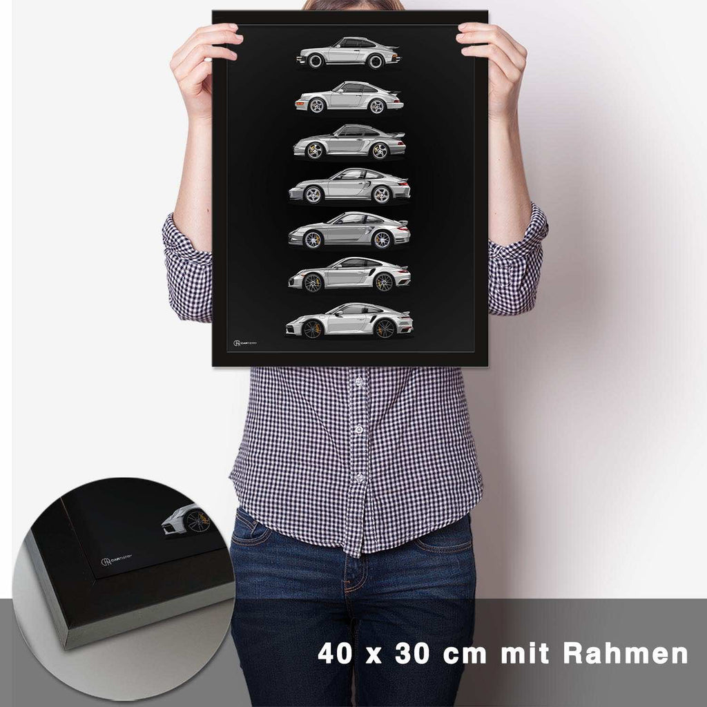 911 Turbo Generationen Poster Dunkel - CARTISTRY