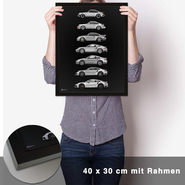 Lade das Bild in den Galerie-Viewer, 911 Turbo Generationen Poster Dunkel - CARTISTRY
