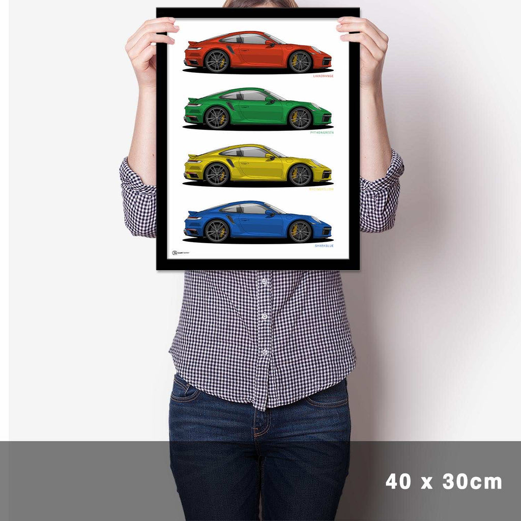 911 Turbo (992) Werksfarben Poster - Cartistry