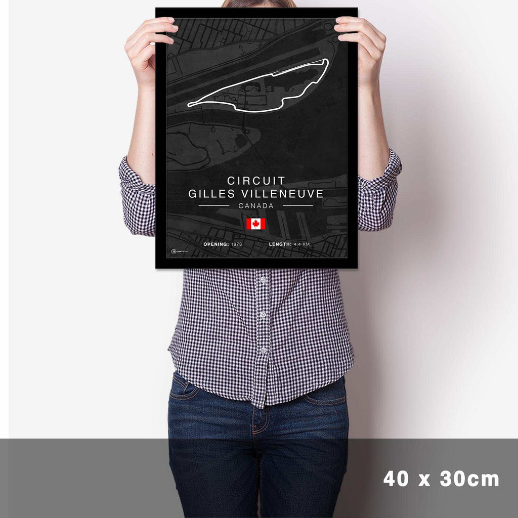 Gilles Villeneuve Rennstrecken Poster - Dunkel - Cartistry