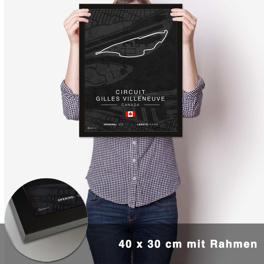 Gilles Villeneuve Rennstrecken Poster - Dunkel - CARTISTRY
