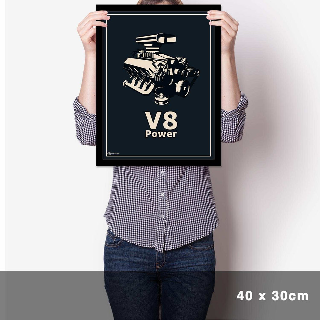 V8 Motor Poster - Blau - Cartistry