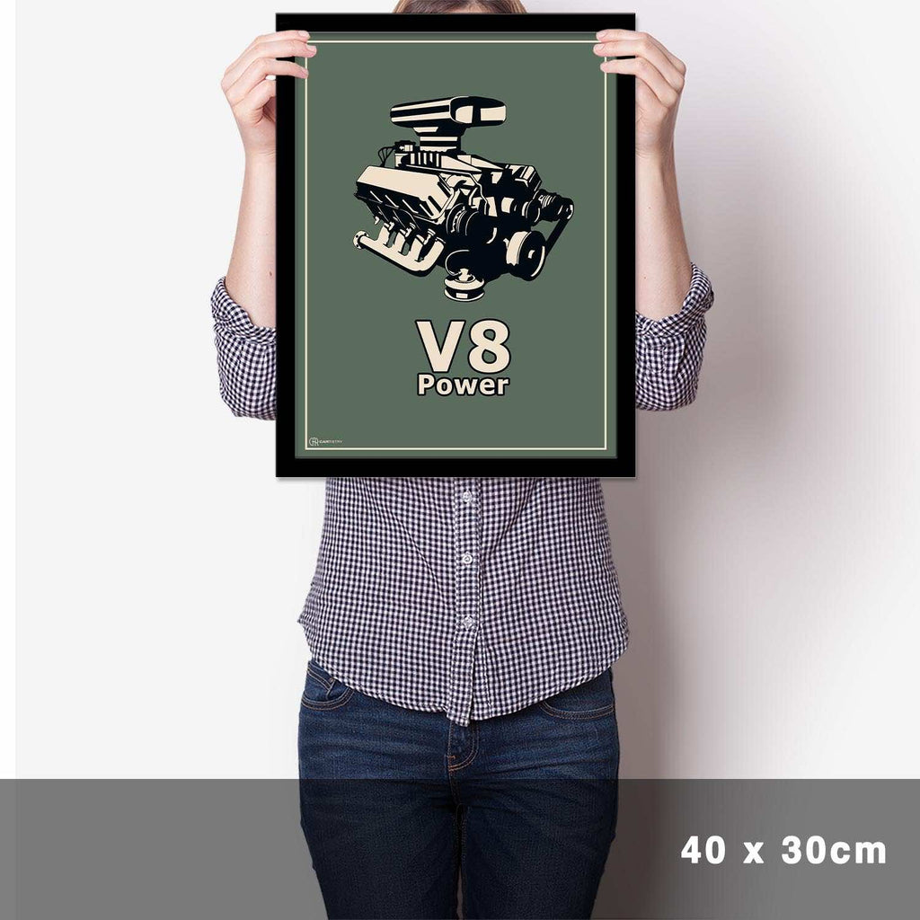 V8 Motor Poster - Grün - Cartistry