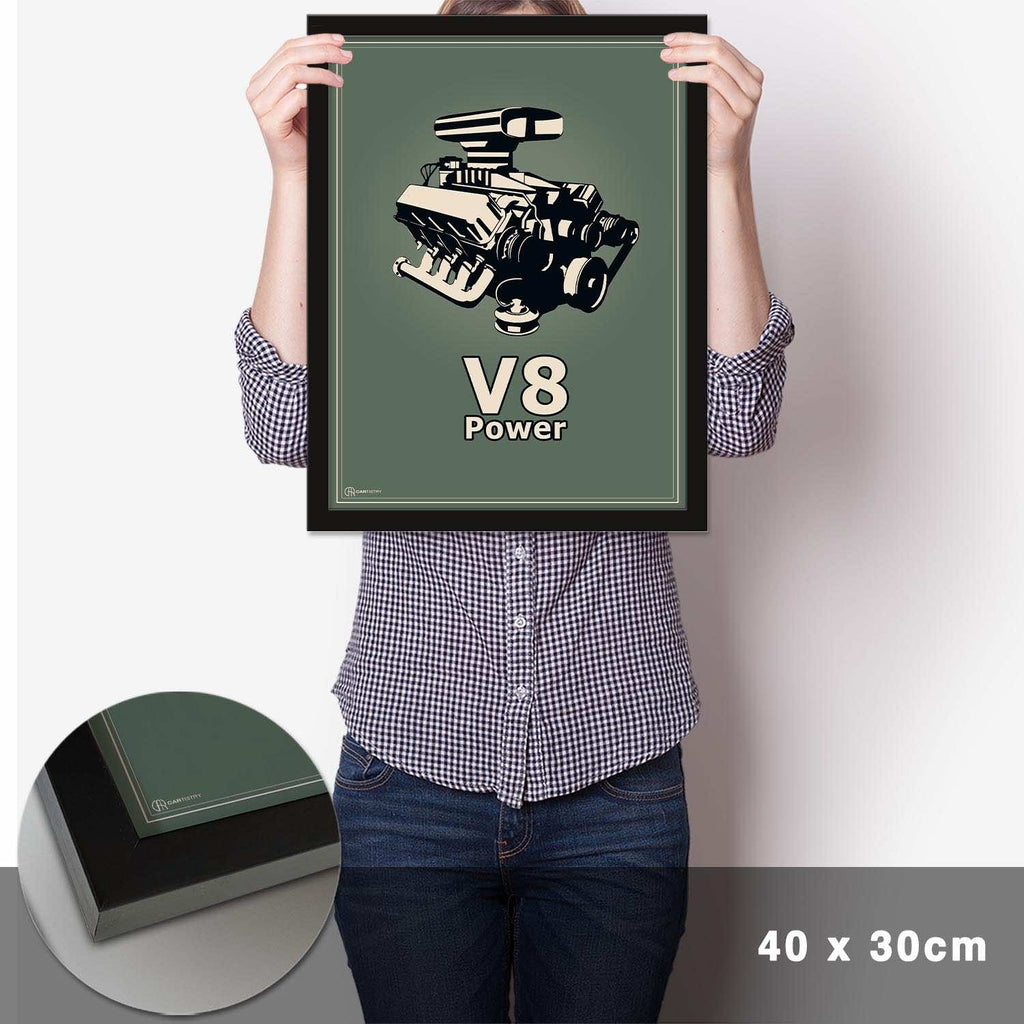 V8 Motor Poster - Grün - Cartistry