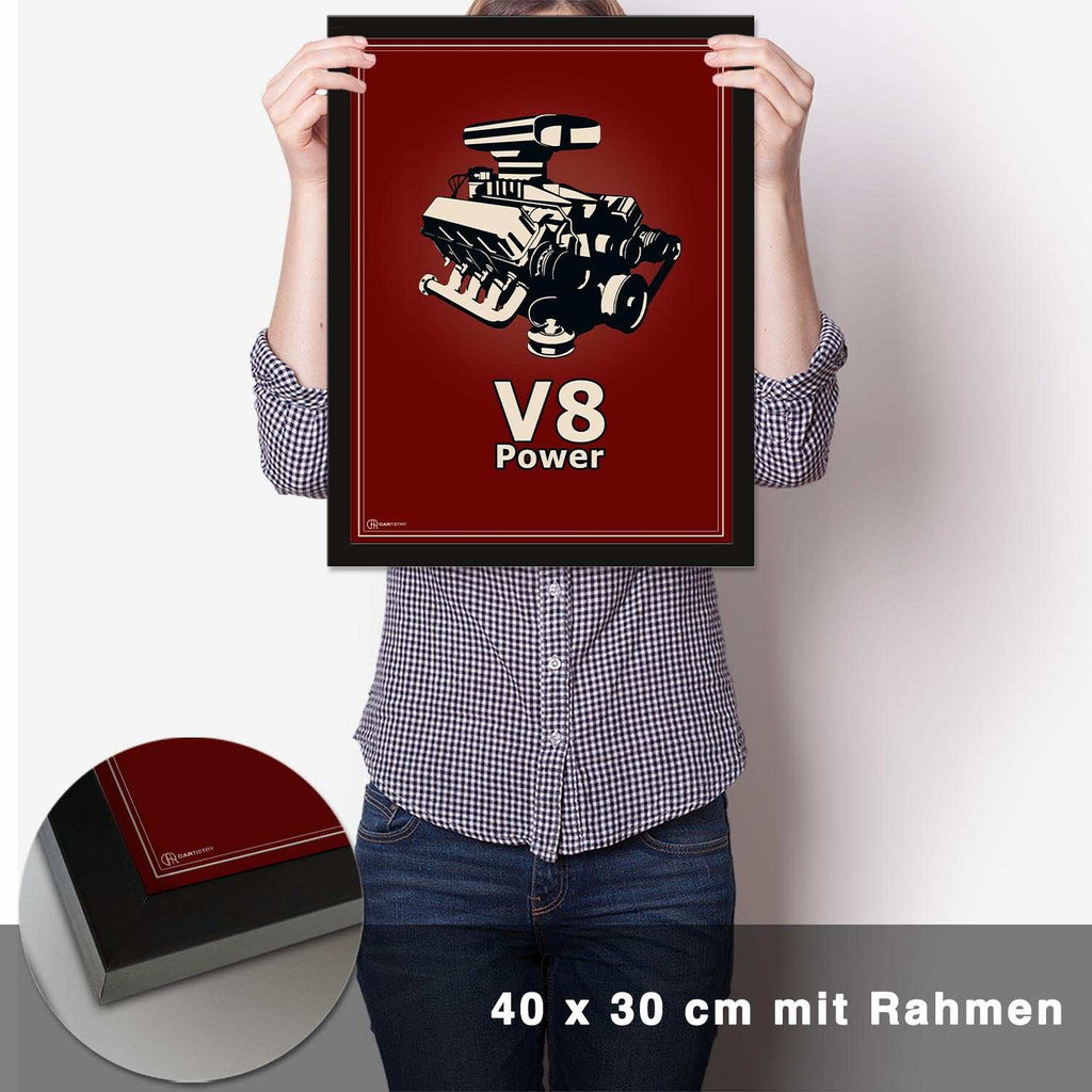 V8 Motor Poster - Rot - CARTISTRY