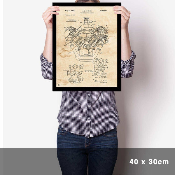 Lade das Bild in den Galerie-Viewer, Patent Poster V8 Motor - Cartistry
