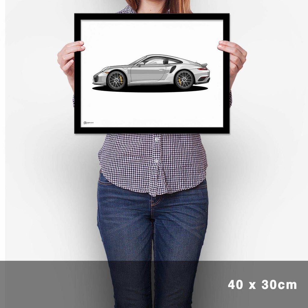 911 Turbo (991) Artwork Poster Dunkel - Cartistry