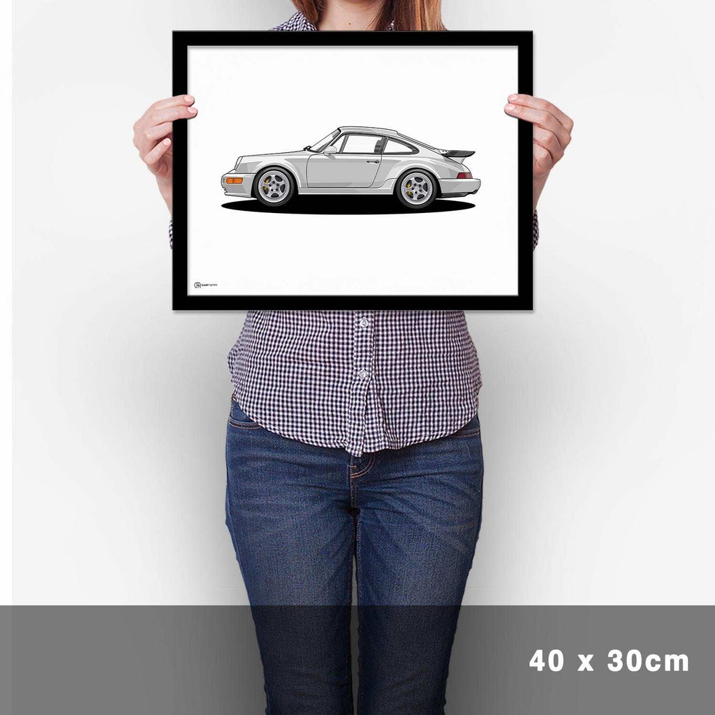 911 Turbo (964) Artwork Poster Hell - Cartistry