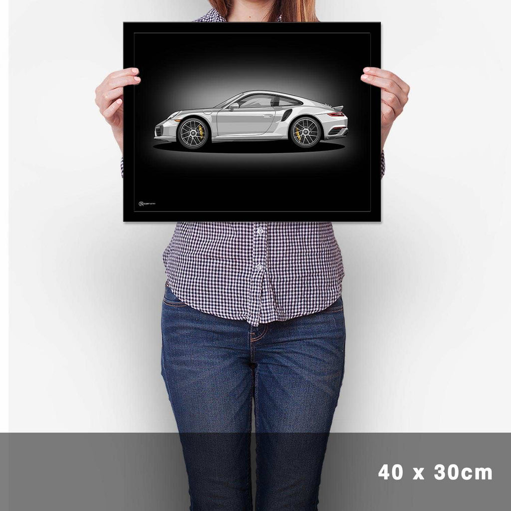 911 Turbo (991) Artwork Poster Dunkel - Cartistry