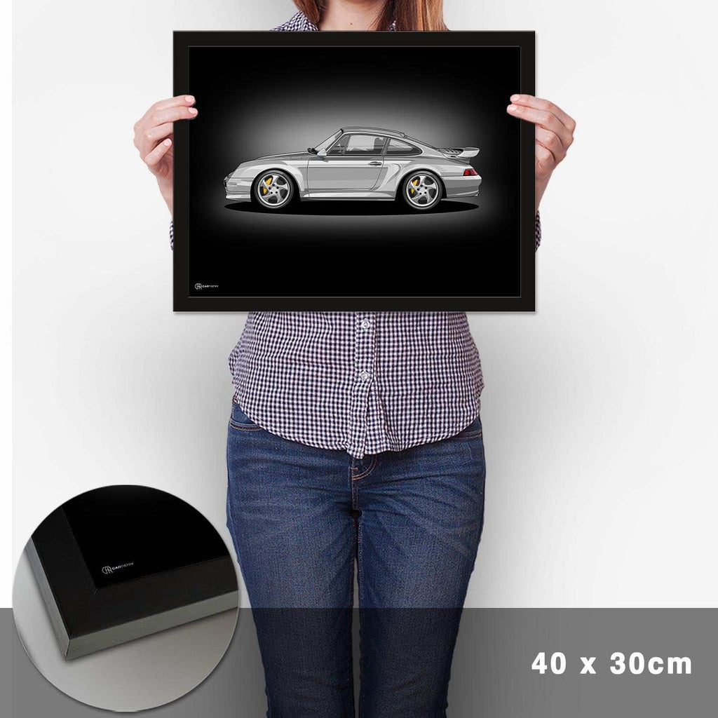 911 Turbo (993) Artwork Poster Dunkel - Cartistry