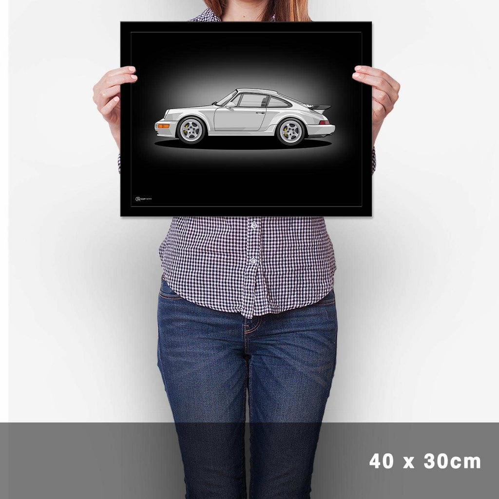 911 Turbo (964) Artwork Poster Dunkel - Cartistry