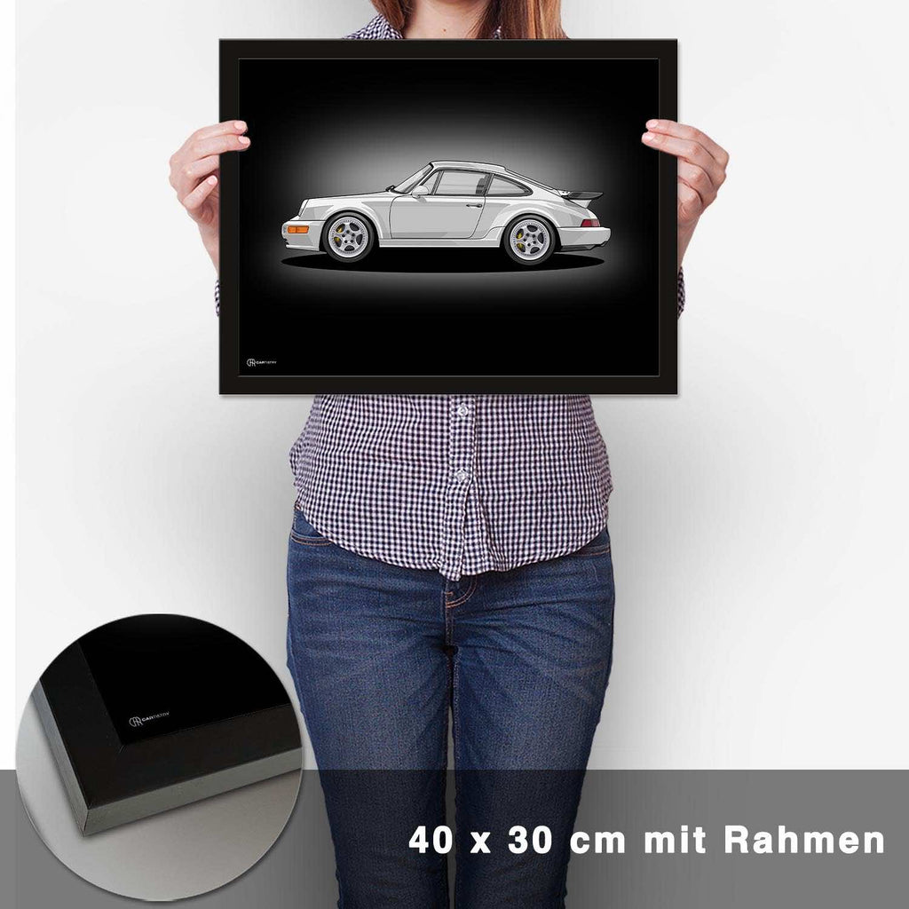 911 Turbo (964) Artwork Poster Dunkel - CARTISTRY