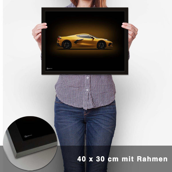 Lade das Bild in den Galerie-Viewer, Corvette C8 Poster Seite Dunkel - CARTISTRY
