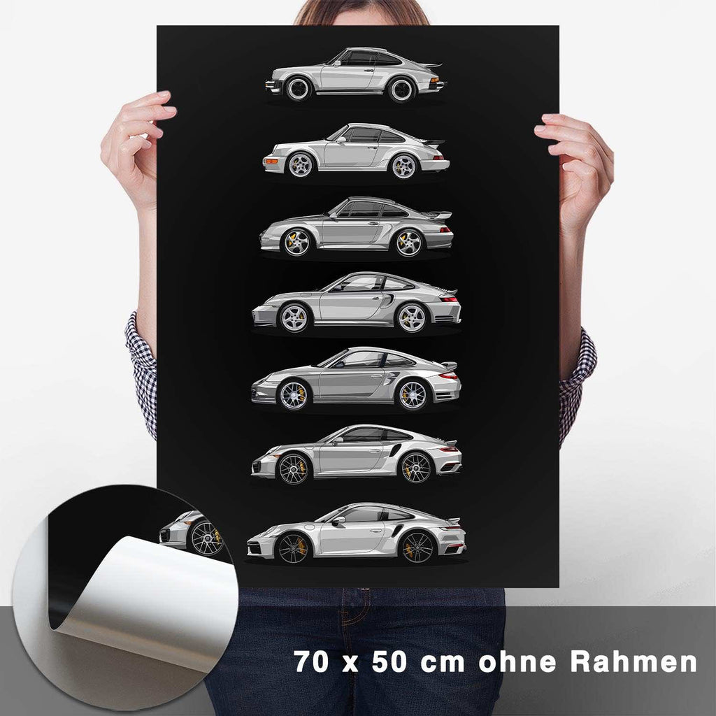911 Turbo Generationen Poster Dunkel - CARTISTRY