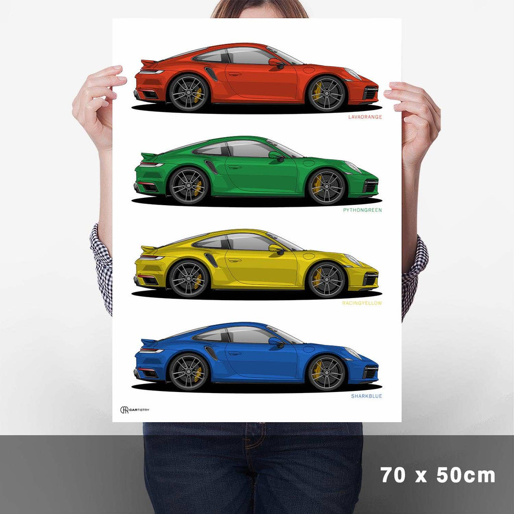 911 Turbo (992) Werksfarben Poster - Cartistry