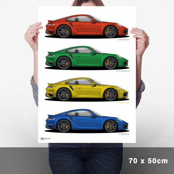 Lade das Bild in den Galerie-Viewer, 911 Turbo (992) Werksfarben Poster - Cartistry
