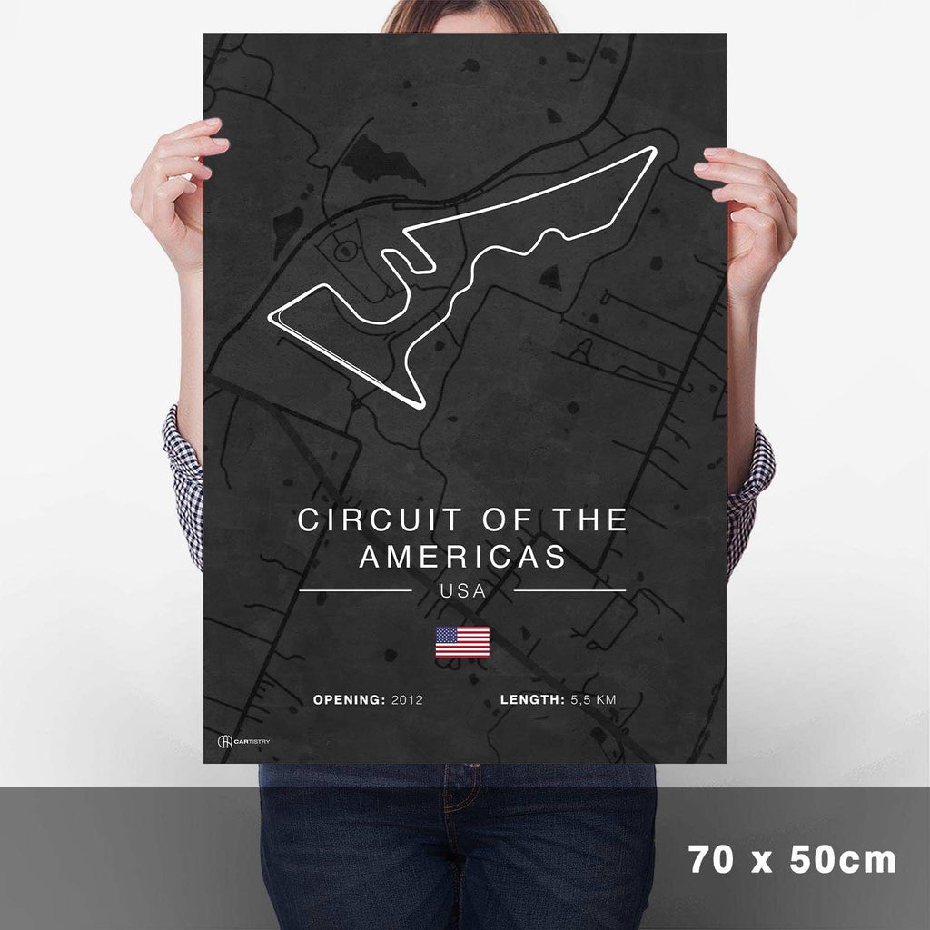 Circuit Americas Rennstrecken Poster - Dunkel - Cartistry