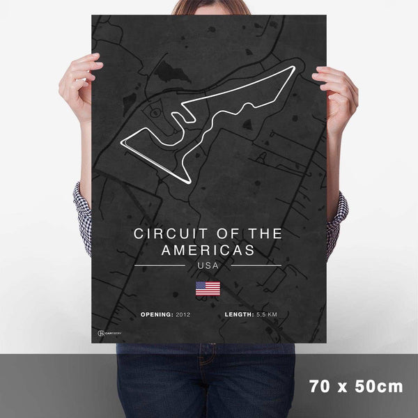 Lade das Bild in den Galerie-Viewer, Circuit Americas Rennstrecken Poster - Dunkel - Cartistry
