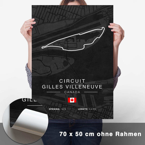 Lade das Bild in den Galerie-Viewer, Gilles Villeneuve Rennstrecken Poster - Dunkel - CARTISTRY

