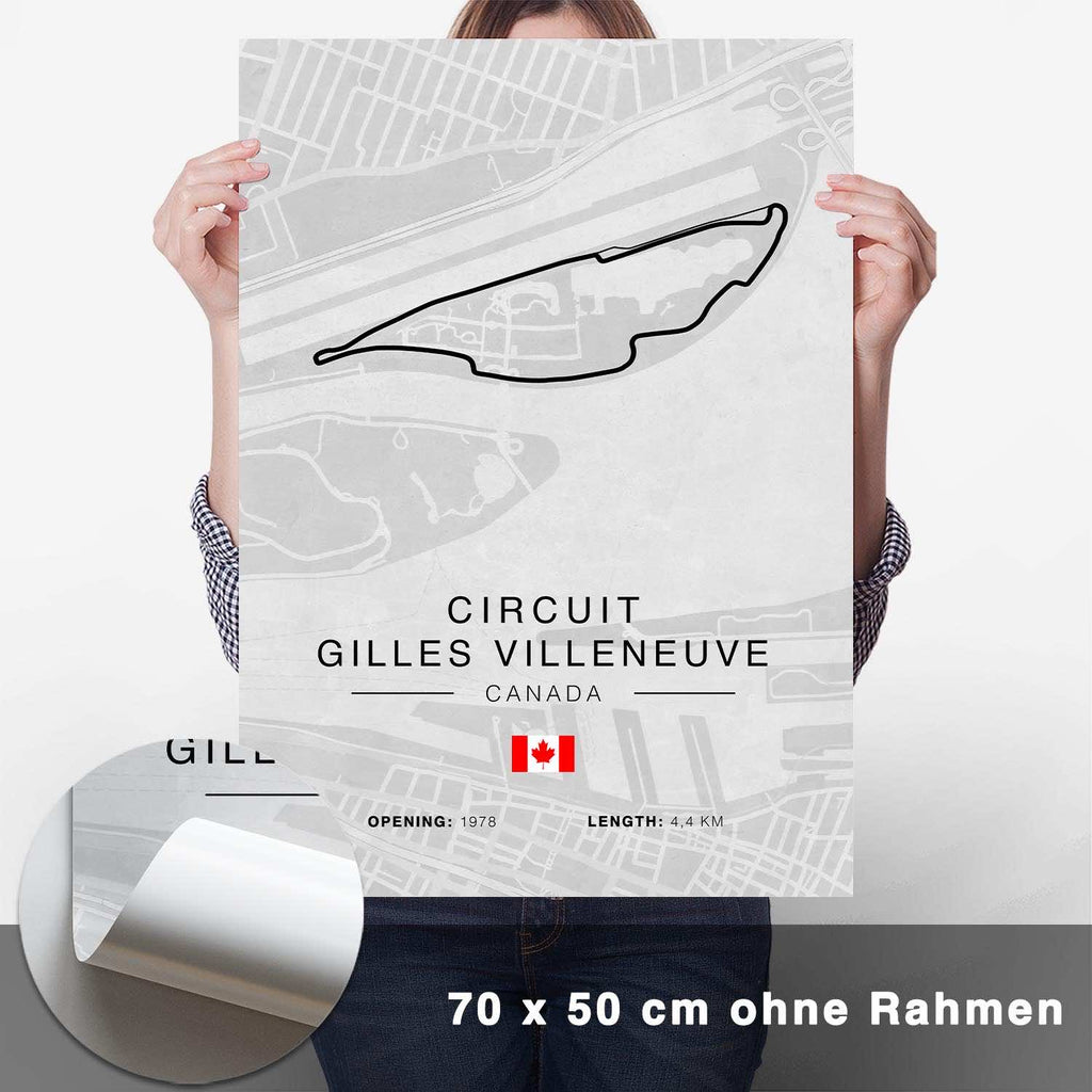 Gilles Villeneuve Rennstrecken Poster - Hell - CARTISTRY