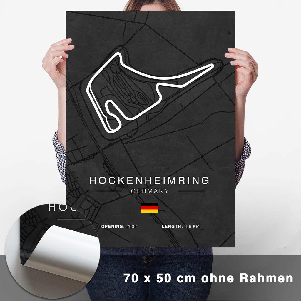 Hockenheimring Rennstrecken Poster - Dunkel - CARTISTRY