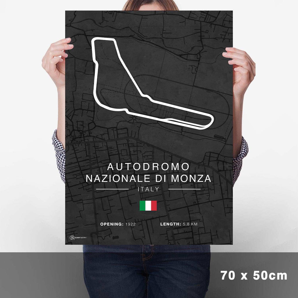 Monza Rennstrecken Poster - Dunkel - Cartistry