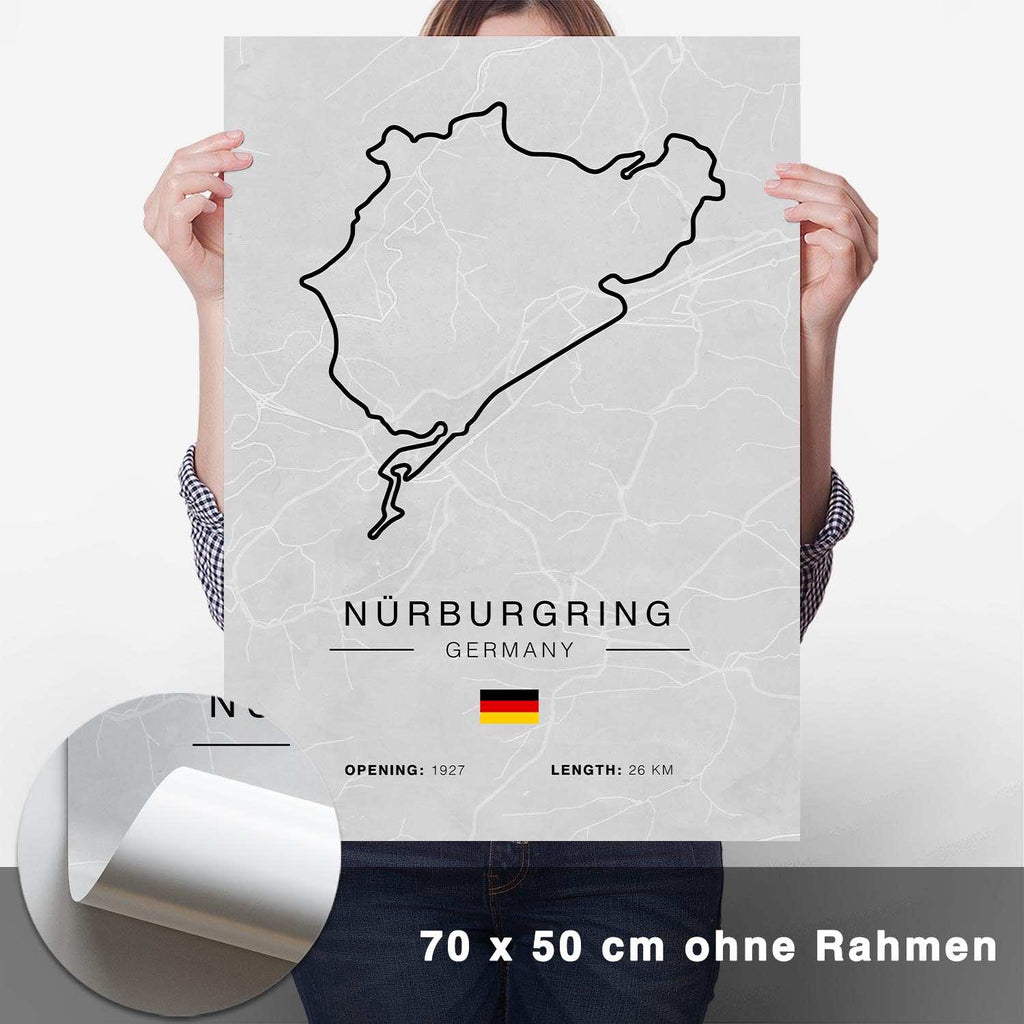 Nürburgring Rennstrecken Poster - Hell - CARTISTRY